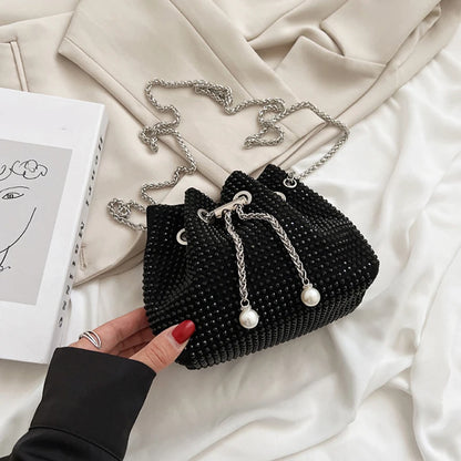 Luxury Women's Bag New High Quality Horseshoe Bucket Bag Exquisite PU Rivet Sequin Design Women's One Shoulder Handbag