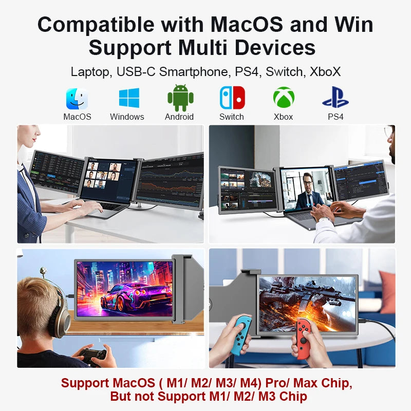 15.6-Inch multi-screen computer split monitor, suitable for laptop screen expander 1920 * 1080P IPS triple portable monitor
