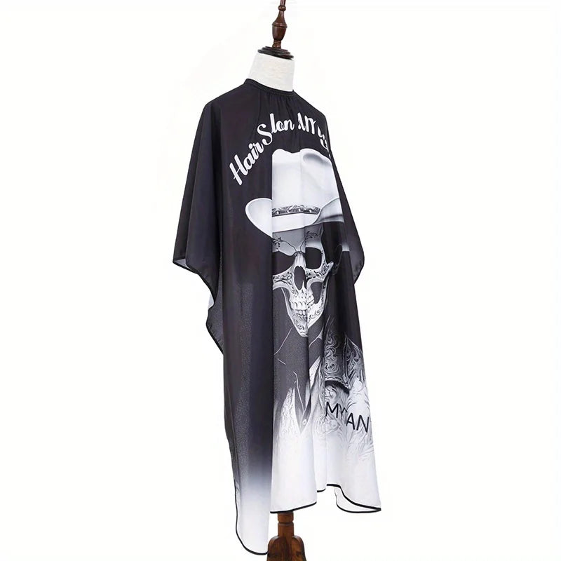 Skull Print Design – Vibrant Mexican Skull Print Salon Barber Cloth Adjustable Snap Closure Haircut Apron for Hair Styling