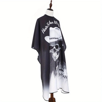 Skull Print Design – Vibrant Mexican Skull Print Salon Barber Cloth Adjustable Snap Closure Haircut Apron for Hair Styling