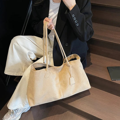 Elegant Shoulder Bag Pouch Suede Shoulder Bag Korean Style Storage Suede Handbag Suede Bucket Bag All-match Underarm Tote Bag