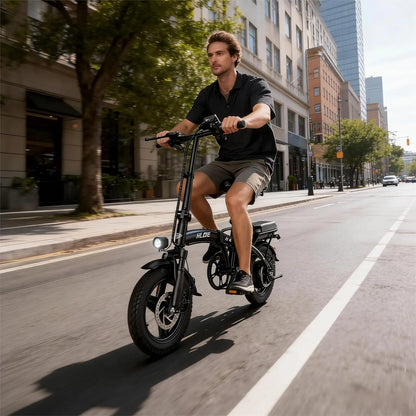Folding Electric Bike for Adults, 500W Peak Motor, Up to 23 MPH, 14” Foldable Ebike with 48V 12Ah Battery, 35 Miles, Customized