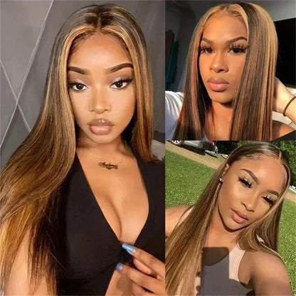 13x4 13x6 HD Lace Front P427 Highlight Bone Straight Human Hair Wigs 200 Density Brazilian  Honey Blonde Colored Human Hair Wigs