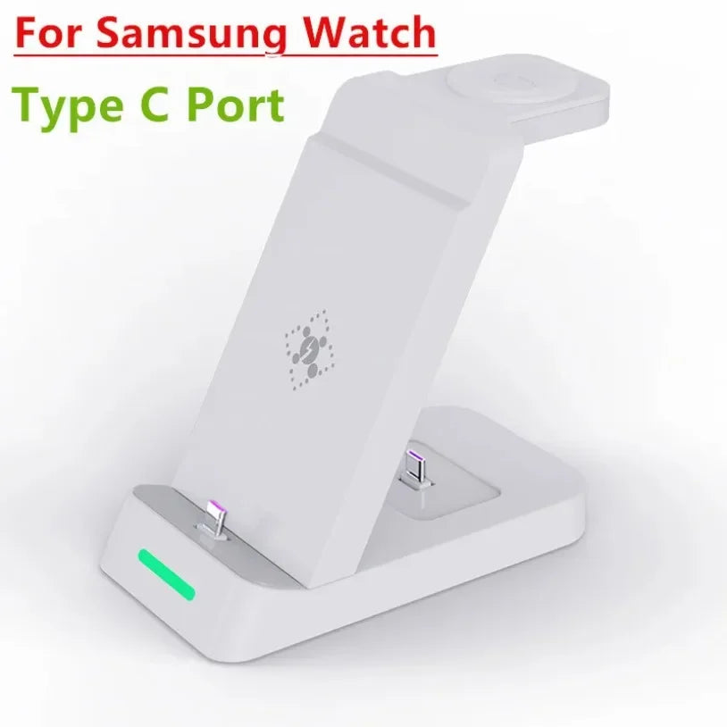 3 in 1 Wireless Charger Stand Fast Charging Station - for iPhone 17-12/X Apple Watch AirPods Samsung Galaxy S25/S23/S22 Charger