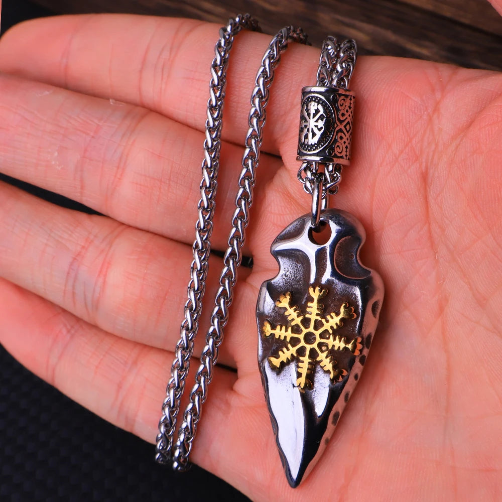 Vintage Vegvisir Viking Compass Pendant Necklace for Men Stainless Steel Fashion Nordic Amulet Beaded Necklace Jewelry Wholesale