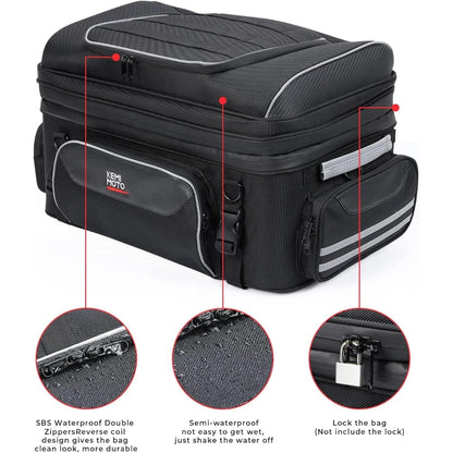 Motorcycle Travel Luggage Rack Tail Bags 40L-50L Expandable Collapsible Trunk Bag for Touring Road King Street Glide Road Glide