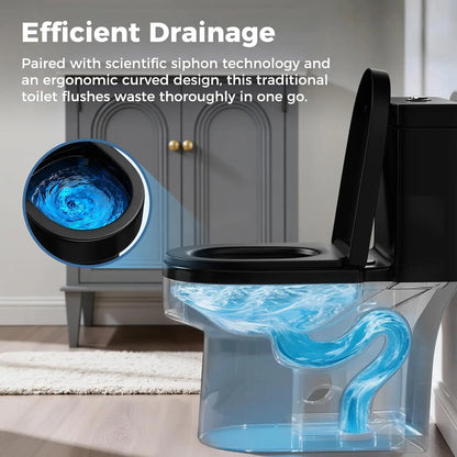 Compact Black One Piece Toilet with Soft-close Seat Lid, Power Dual Flush 1.2/1.85 GPF, Standard White Toilet Bowl,, Customized