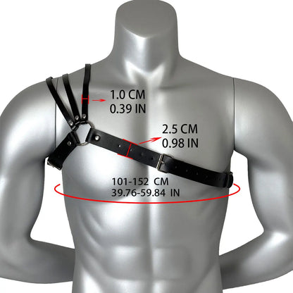 Sexy Men Harness Leather Chest Harness Belt Metal Rivets Fetish Gay Adjustable Belt Punk Rave Erotic Fetish Clothing Accessorie