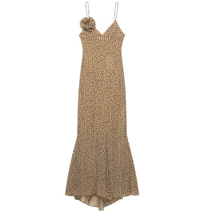HXAO Polka Dot Slip Dress Womens Dresses Summer 2025 Evening Dresses Floral Boho Maxi Dress V-Neck Sleeveless Backless Vestidos