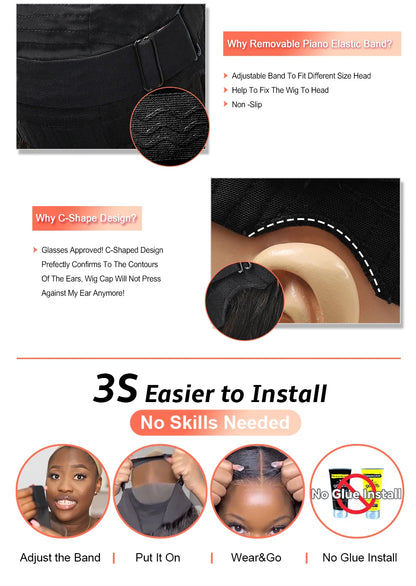 Water Wave 9x6 Ultra Fitted Glueless Wig Human Hair Ready To Wear 34in 250% Real HD Lace Human Hair Lace Frontal Wig Pre Plucked