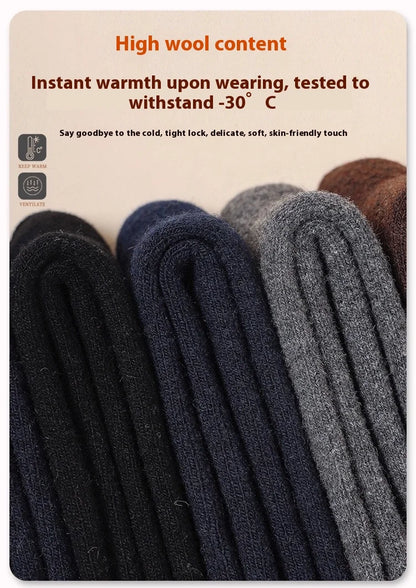 5 Pairs Winter Super Thicker Warm Socks Wool Women Socks New Solid Merino Wool Socks Against Cold Snow Men Terry Sock Size 36-42