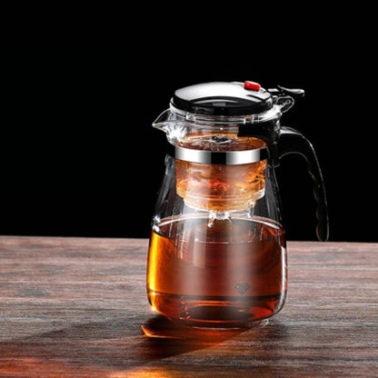 【Household Tea Infuser Kettle】Heat-Resistant Glass Tea Pot with Separator - for Loose Leaf Tea, Herbal Tea & Flower Tea