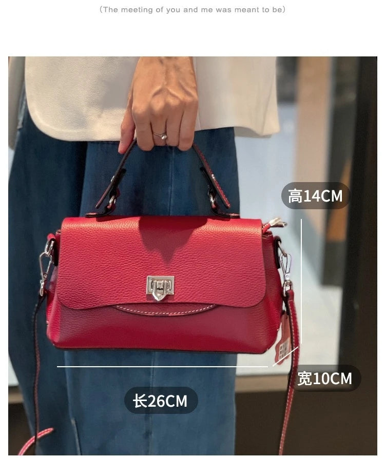 luxury handbags female crossbody bags Vintage Genuine leather one piece shoulder bag small square bag for women cowhide Blue bag