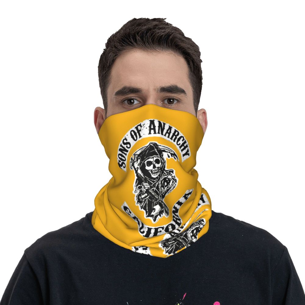 Custom 1 Percenter Essential Sons Bandana Neck Gaiter for Ski Camping Men Women Wrap Scarf TV Show Anarchy Headband Warmer