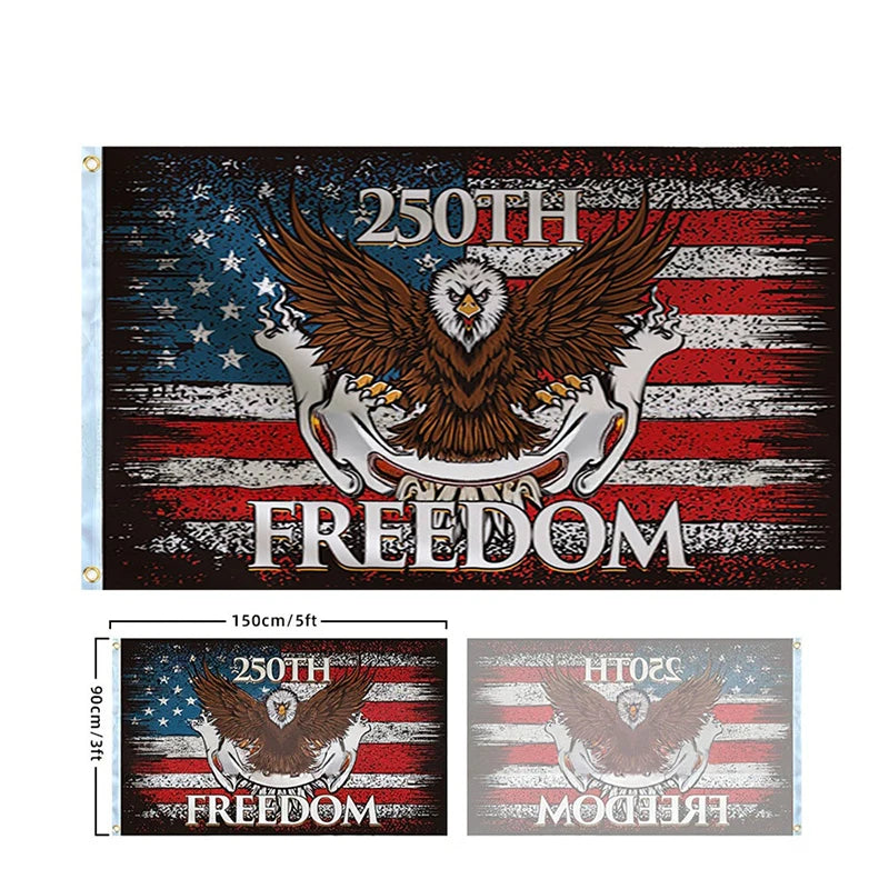 250 Years Commemorative Flag Usa Patriotic Banner Indoor Outdoor Flag Patriotic American 250th Anniversary Flag For Wall90x150CM