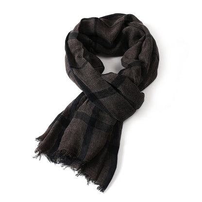 Fashion Plaid Cotton Linen Men Scarves Autumn Winter Warm Men's Scarf Short Tassel Bufanda Male Accessories Pashmina Shawl