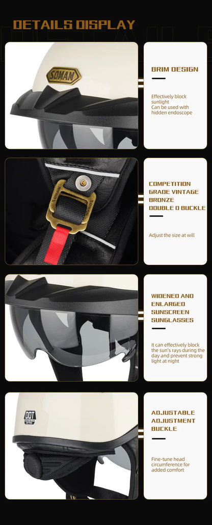 Summer Motorcycle Helmet S-XXXL Cascos Para Moto Retro Half Face Motorbike Riding Anti-UV Len Cool Style Chopper for Men Use