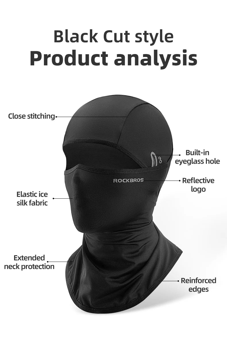 ROCKBROS Summer Ice Silk Cycling Mask Caps Outdoor Sun Protection Sports Motorcycle Cool Full Face Bicycle Mask Bike Scarf Mask