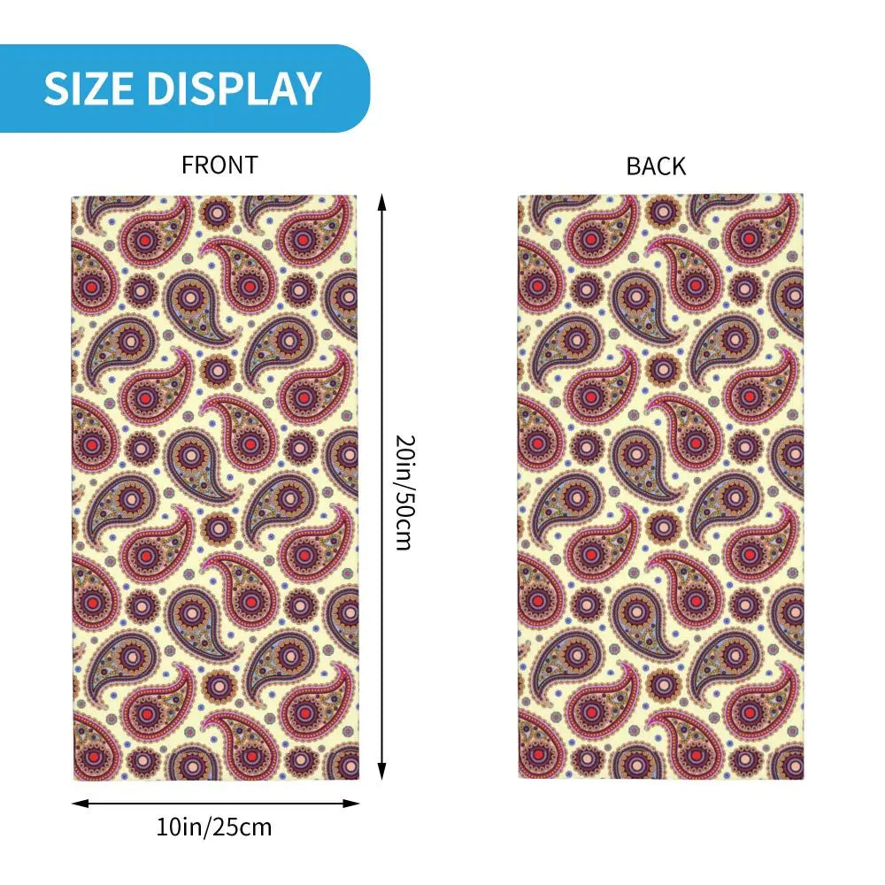 Custom Black Bandana Pattern Bandana Neck Gaiter for Hiking Cycling Women Men Wrap Scarf Paisley Style Headband Warmer