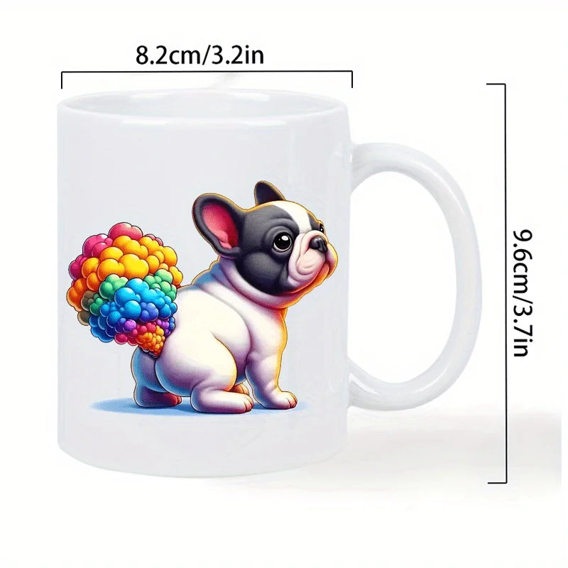 Colorful French Bulldog Ceramic Coffee Mug - Humorous Office & Home Drinkware, Microwave Safe, Hand Wash Only - Perfect Gift for