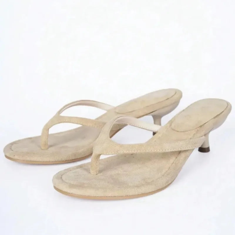 2026 New Brand Fashion Clip Toe Low Heel Women Slippers Ladies Elegant Beach Vacation Dress Slides Concise Summer Shoes