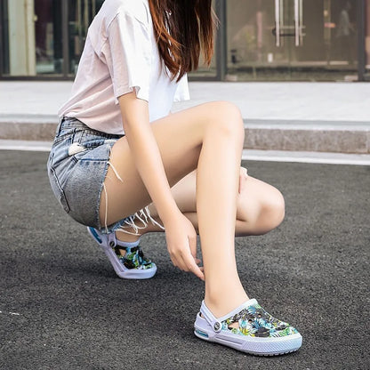 Women's Ethnic Shoes Clogs Soft Sole Two-way Wear for Beach Mules and Pool Women Garden Slides Indoor Nursing Clogs Sandals