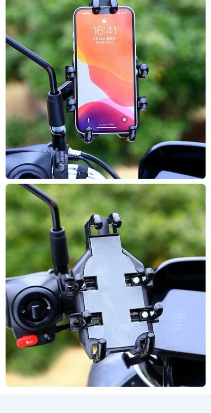 Motorcycle Phone Holder with 360° Rotation, Anti-Shake Motorcycle Phone Mount, Adjustable Handlebar Cellphone Holder for bikes