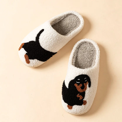 Slippers Classic Dachshund Embroidered Pattern House Women's Winter Indoor Soft Sole Warm Comfy Leisure Bedroom Home Shoes
