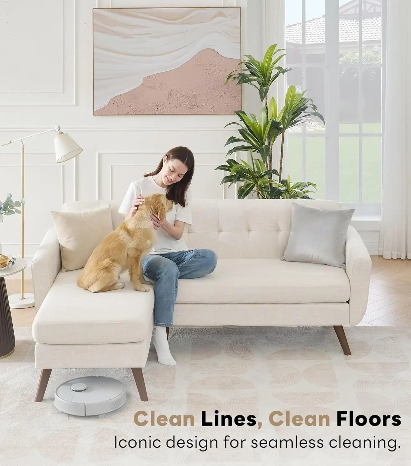 L Shaped Couch Sofa, 80" W Mid-Century Modern Sectional Couches, 3 Seater Sofas with Wide Chaise Lounge, Button, Customized