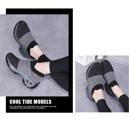 Women Sneakers Fashion Breathable Walking Mesh Platform Shoes Sneakers for Women Gym Vulcanized Shoes Black Female Footwear