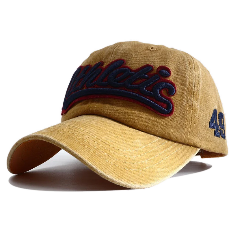 Athletic Letter Embroidery Baseball Cap Retro Washed Cotton Peaked Hat Hip Hop Trucker Dad Caps Fashion Sun Hats for Women Men
