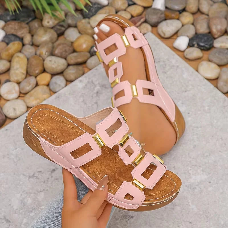 New Women Sandals Roman Style Sandals Women Open Toe Beach Slippers Summer Wedges Comfortable Outdoor Slip-On Shoes Women