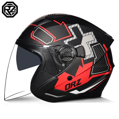 ORZ-705 Latest High Quality Motorcycle Helmet Half Covering Dual Lens Cascos para Motos Male Female Couple Capacetes de Moto