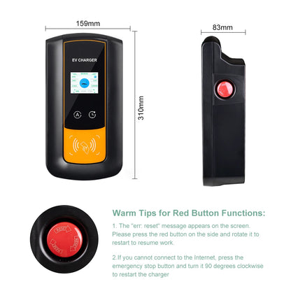 IPENGEN 22KW 32A 3Phase EV Charging Station Type2 IEC62196-2 Electric Car Charger 5m Cable EVSE Wallbox WIFI APP Control