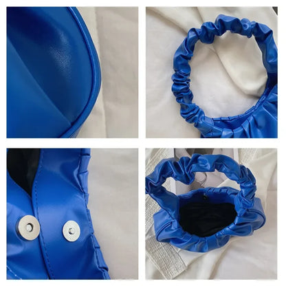 Fashion Pleated Handlebags for Women PU Cloud Bags Leisure Armpit Bag Shopping Shoulder Bags Dumpling Handbag Female Hand Bags