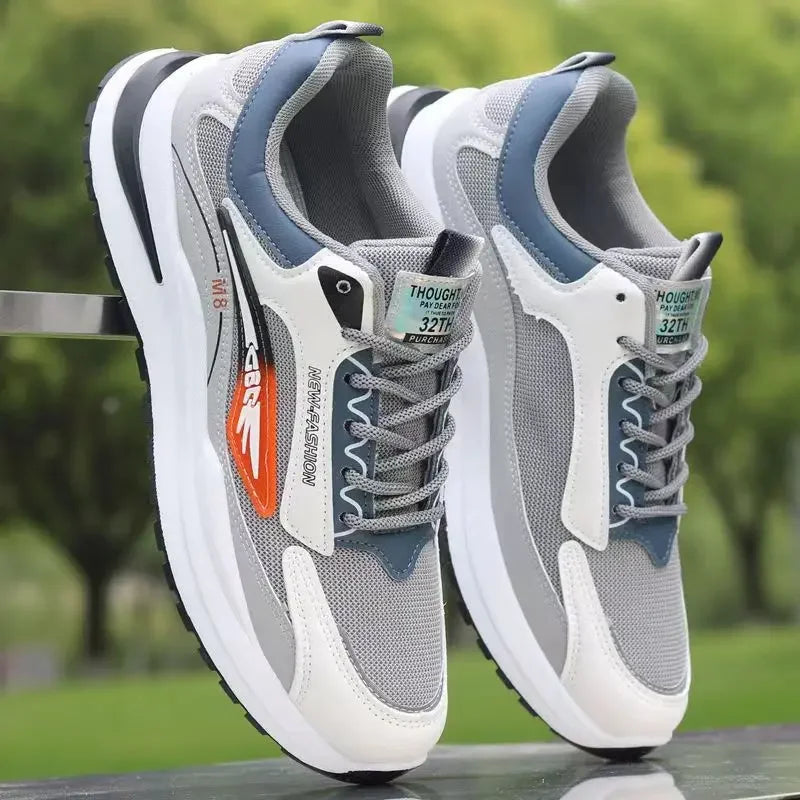 New Spring Autumn Men's Breathable Mesh Sports Shoes Korean Style Lightweight Casual Shoes Soft Bottom Running