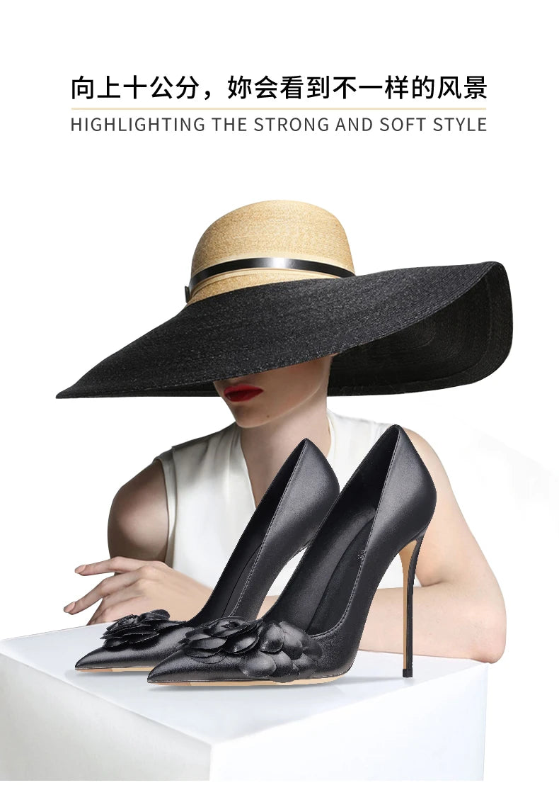Genuine Leather Pumps For Women's 2025 Trend Luxury Fashion Sexy Party High Heels Elegant Comfortable Pointed Toe Shoes women