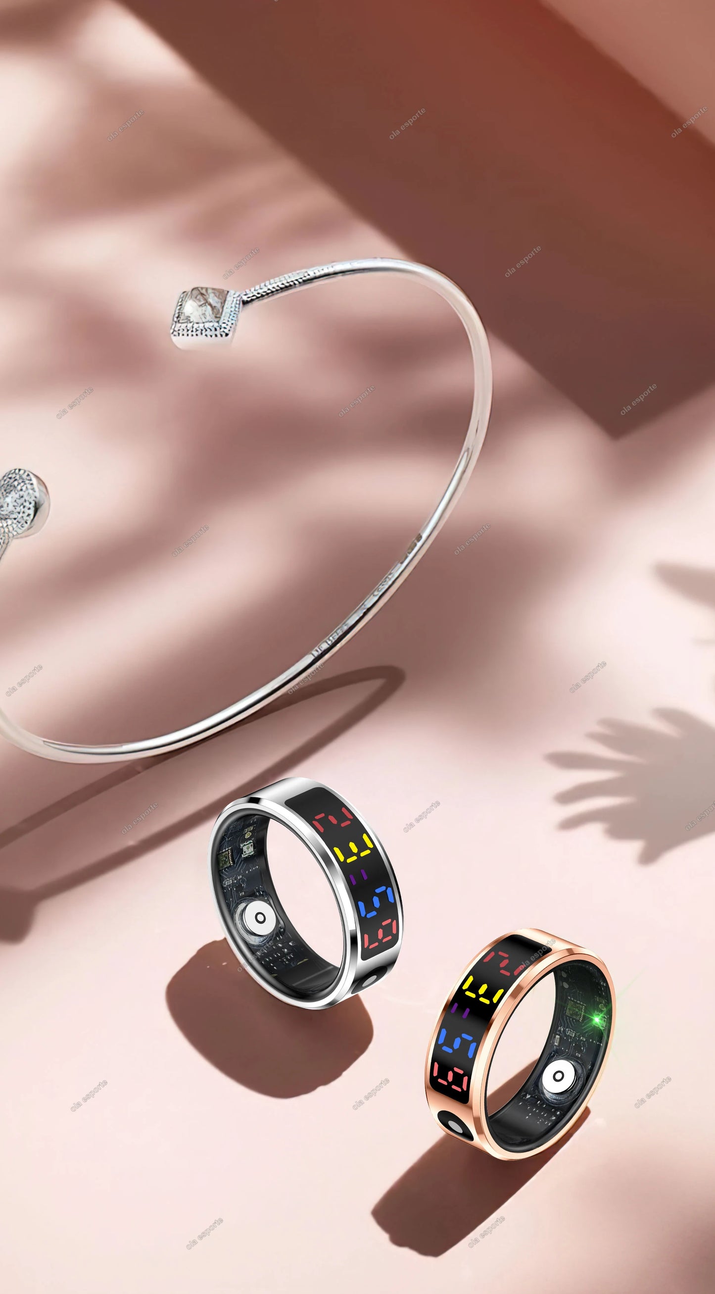 2025 New SR08 Smart Ring LED Display Screen Heart Rate Gesture Sweep Video Sleep Monitor 5ATM Waterproof Fitness Tracker Rings
