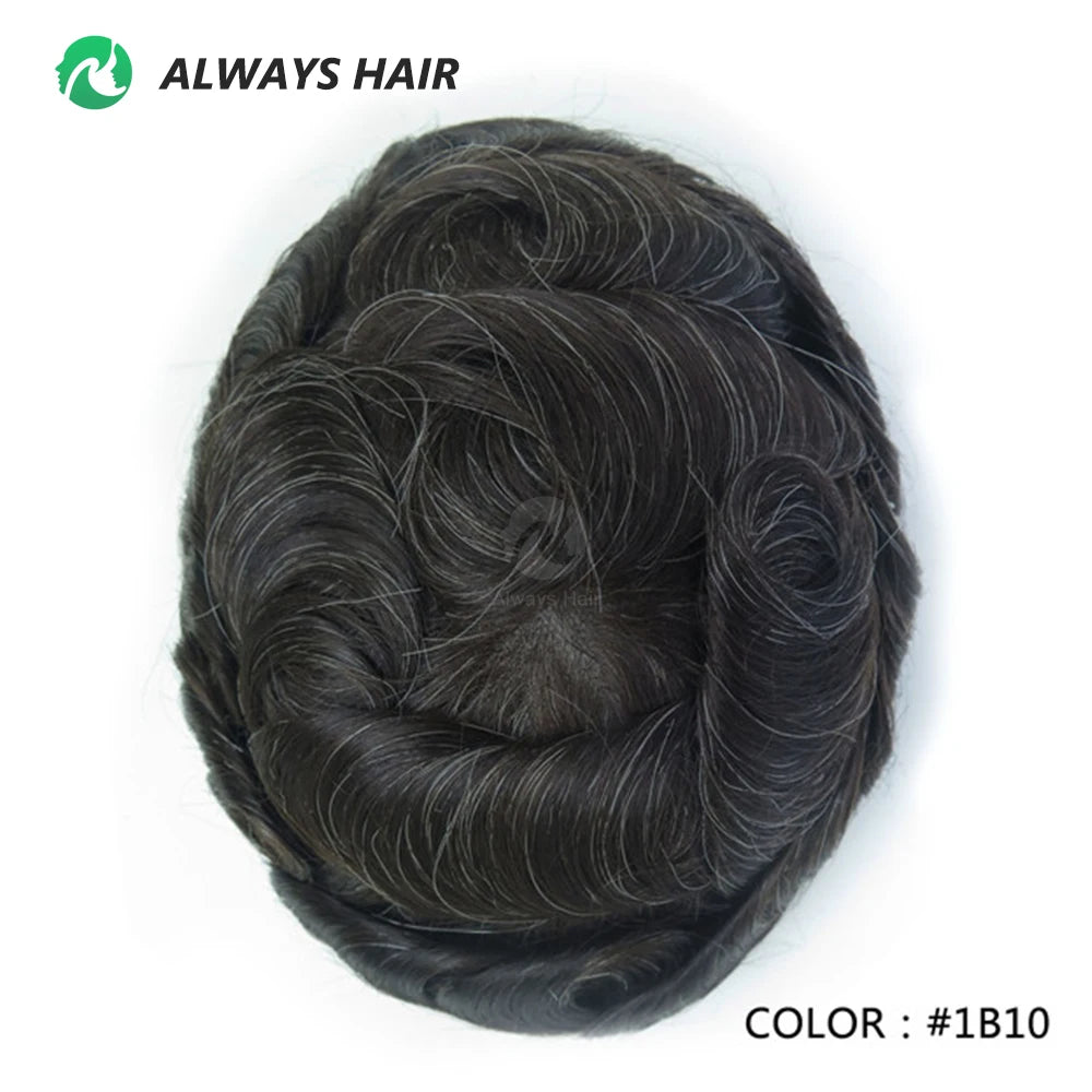 I SKIN Men's Capillary Prothesis 0.12-0.14mm Indian Human Hair 130% Hair Density Men Toupee 6x8 6x9 7x9 7x10 8x10 Size Wig Man