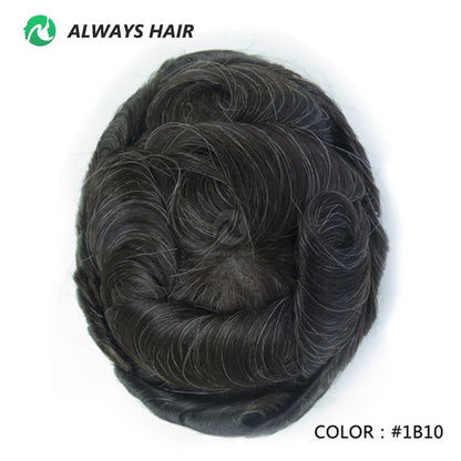 I SKIN Men's Capillary Prothesis 0.12-0.14mm Indian Human Hair 130% Hair Density Men Toupee 6x8 6x9 7x9 7x10 8x10 Size Wig Man