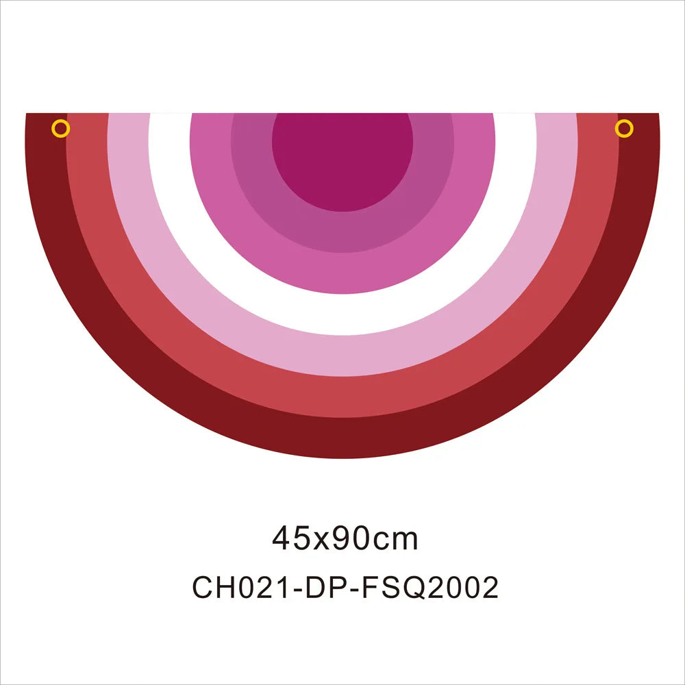 45*90cm Rainbow Flag Fan Shaped Gay  Semicircle LGBT Pride Lesbian Bisexual Transgender Pansexual Asexual Banner