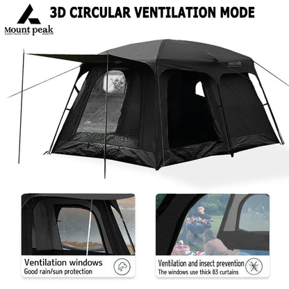 Mount Peak offers two-bedroom tents that can accommodate 5-8 people, and outdoor camping park family tents with sunshades.