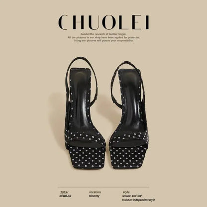 High Heels Women Sandals Luxury Elegant Heels Shoes Fashion Slippers New Square Toe Sexy Pumps Dress Party Female Slides