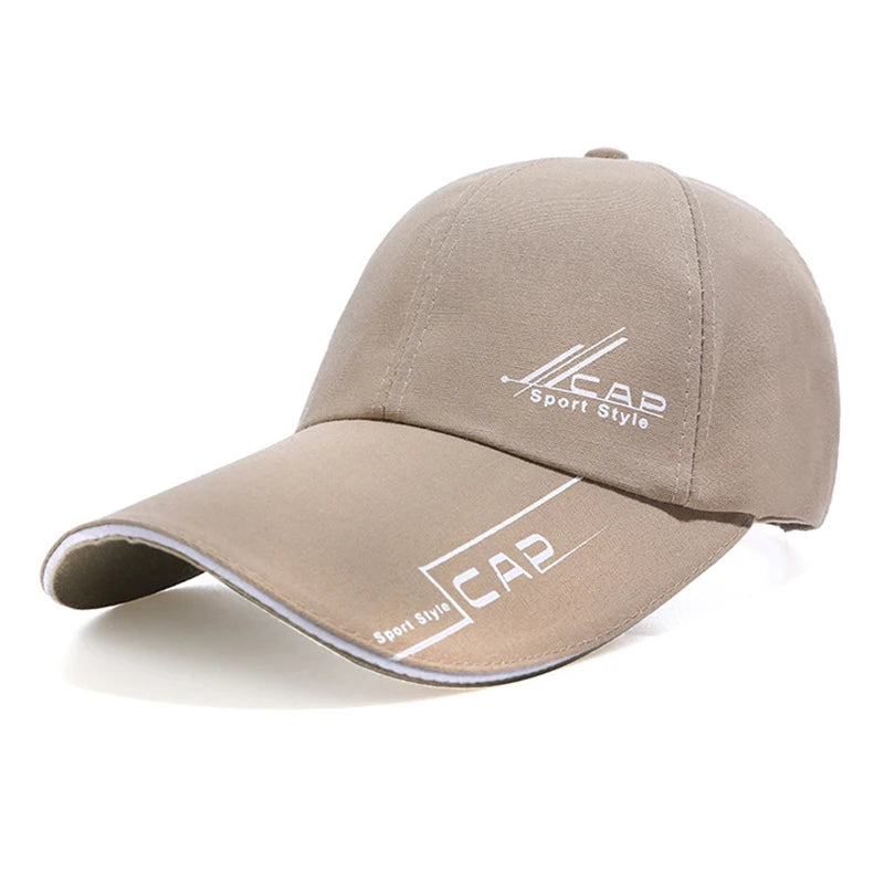 Summer Men Baseball Cap Letter Print Sports Sun Hat Cotton Adjustable Long-Brim Snapback Sun Visor Caps Hip Hop Baseball Hat