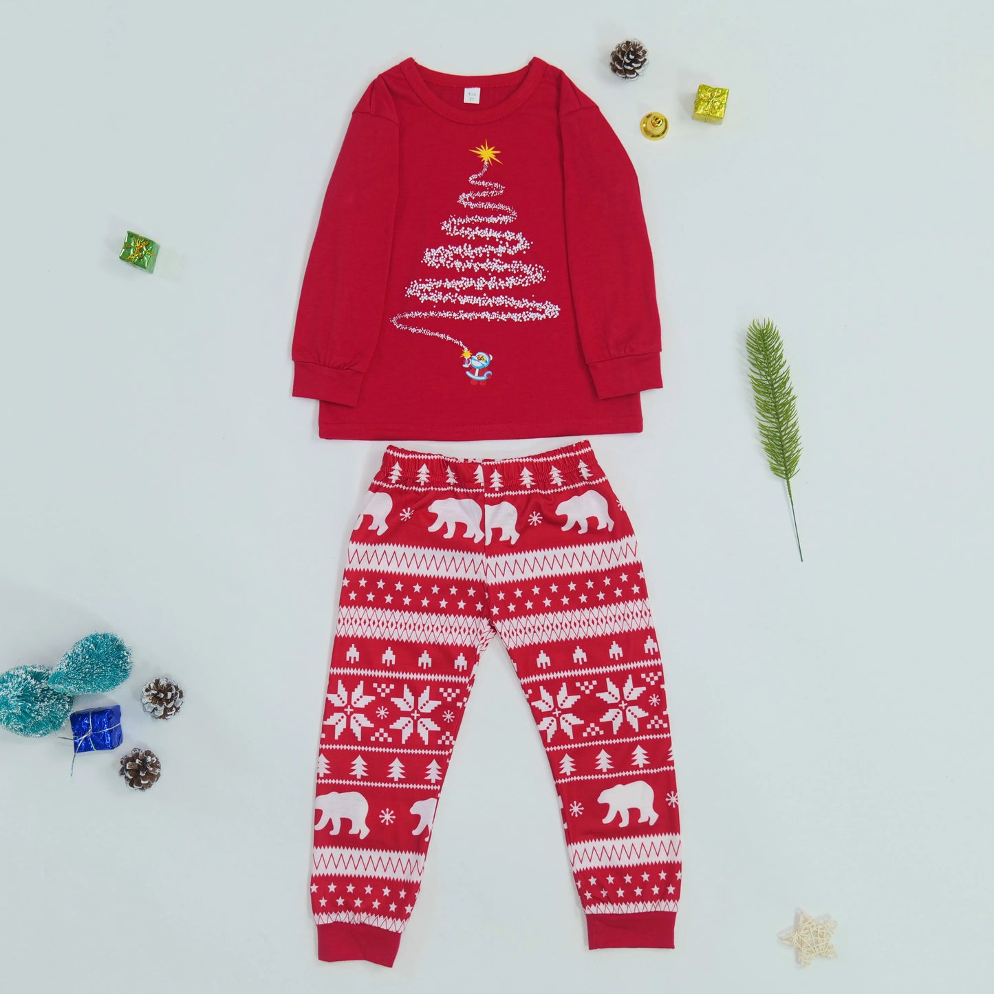 Christmas Family Matching Pajamas Set Firework Print Mom Dad Kids Home Clothes Warm Soft Sleepwear Baby&Dog Romper Pjs Xmas Look
