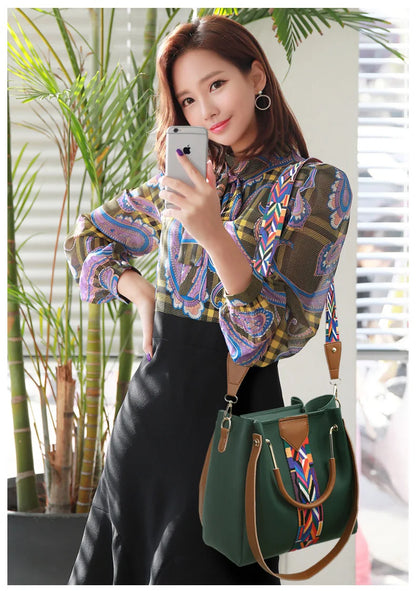 Fashionable Women's Shoulder Bag Hot Sale Of The Season New Style Mother-Child Multi-piece Set Colorful Ribbon Ladies Handbag Si