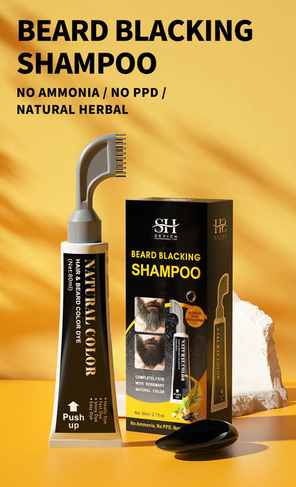 80ml Hair Dye Cream Black Beard Dye Cream For Men Permanent Plant Beard Dye Shampoo Fast Cover White Grey Beard Hair Care
