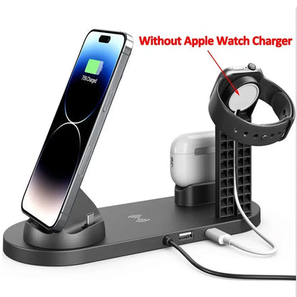 30W 7 in 1 Wireless Charger Stand Pad For iPhone 17- 11 XR Apple Watch Airpods Pro iWatch 8 7 6 Fast Charging Dock Station