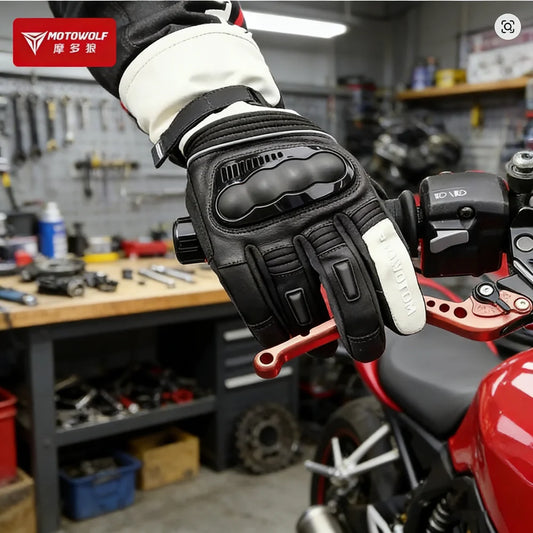 Motowolf Winter Motorcycle Riding Gloves Waterproof Leather Warm Riding Protection Gear for Motorcyclists gp Sports Accessories