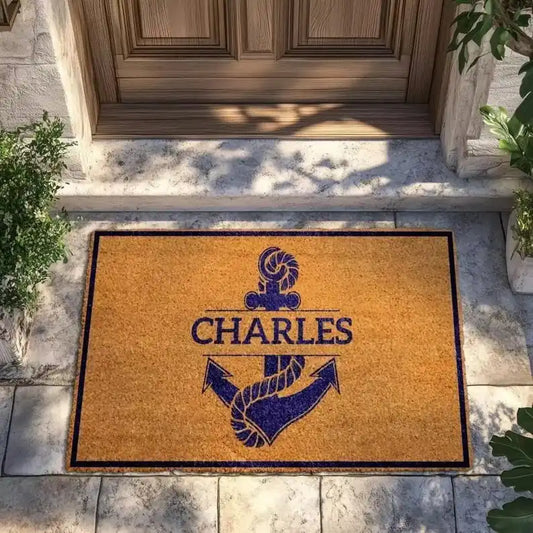 Personalized Anchor With Name Doormat Custom Family Name Welcome Mat Nautical Door Mats Boat Owner Floor Outdoor Bathroom Rugs